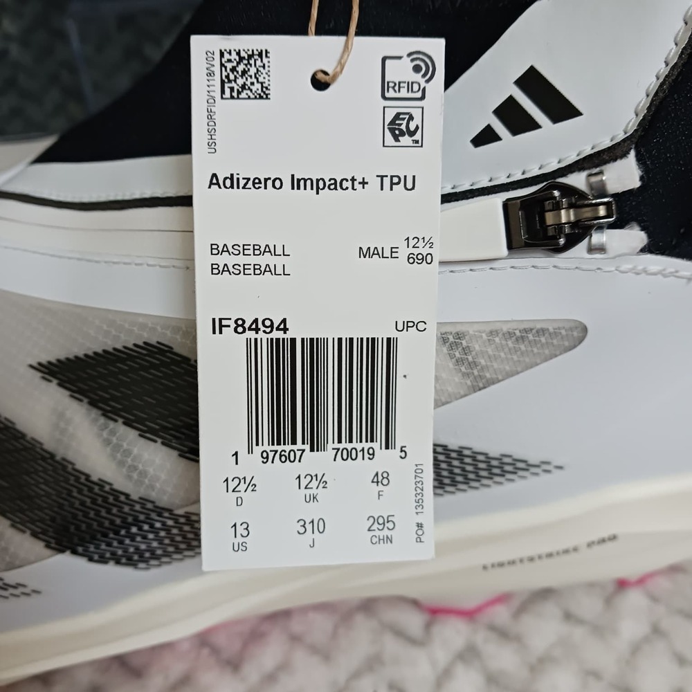 Adidas Adizero Impact+ TPU Men's Baseball Cleats White Black Pink Size 13 - Picture 9 of 10